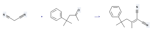 2-Pentanone,4-methyl-4-phenyl- can be used to produce 1,1-dicyano-2,4-dimethyl-4-phenylpent-1-ene